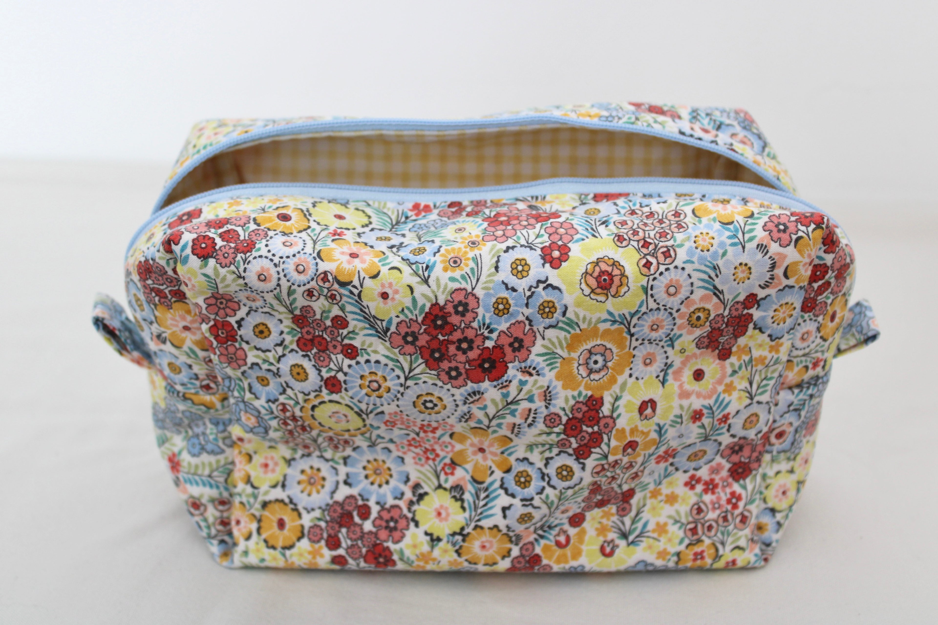 Blue Floral Cosmetic Box Bag