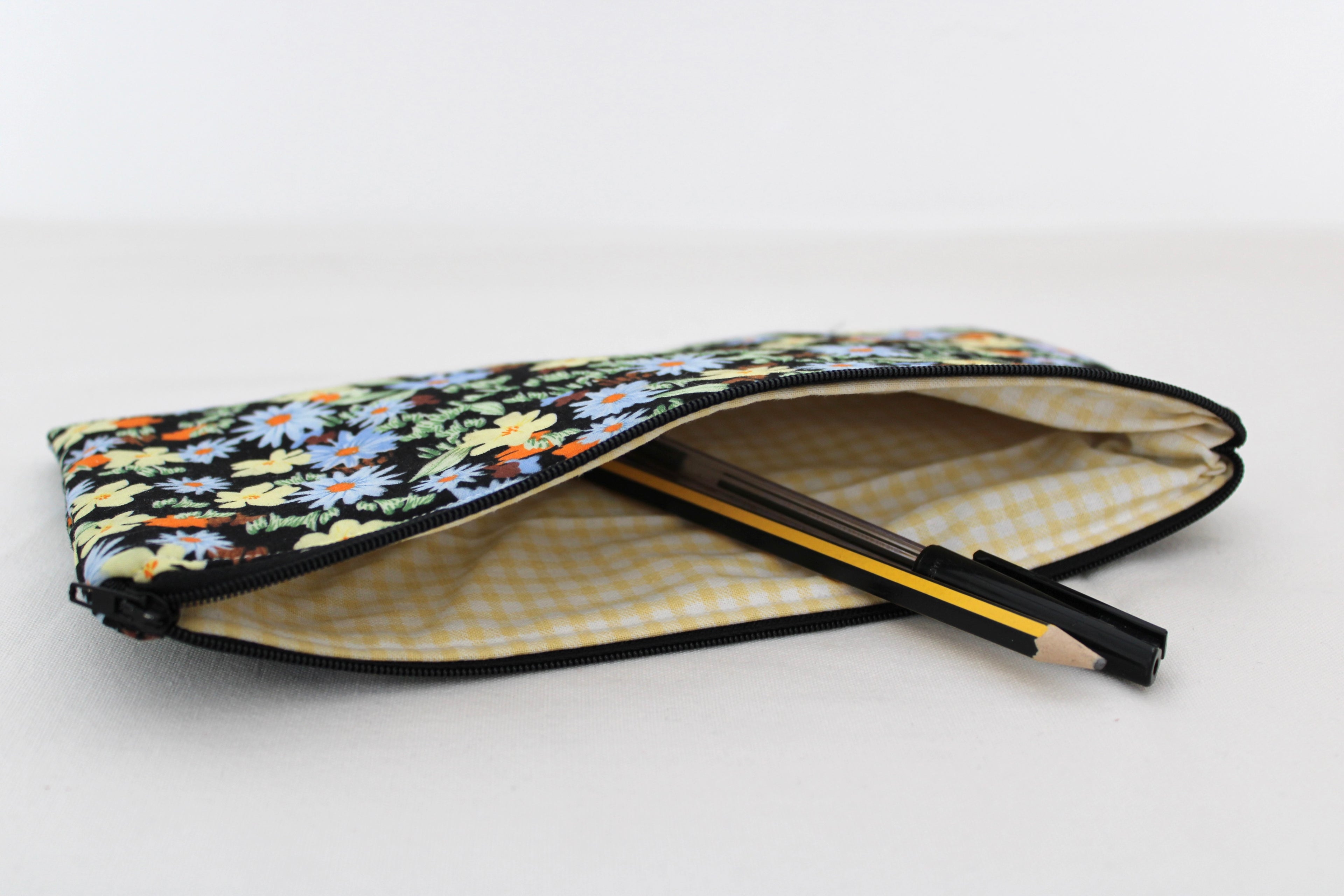 Black Floral Pencil Case