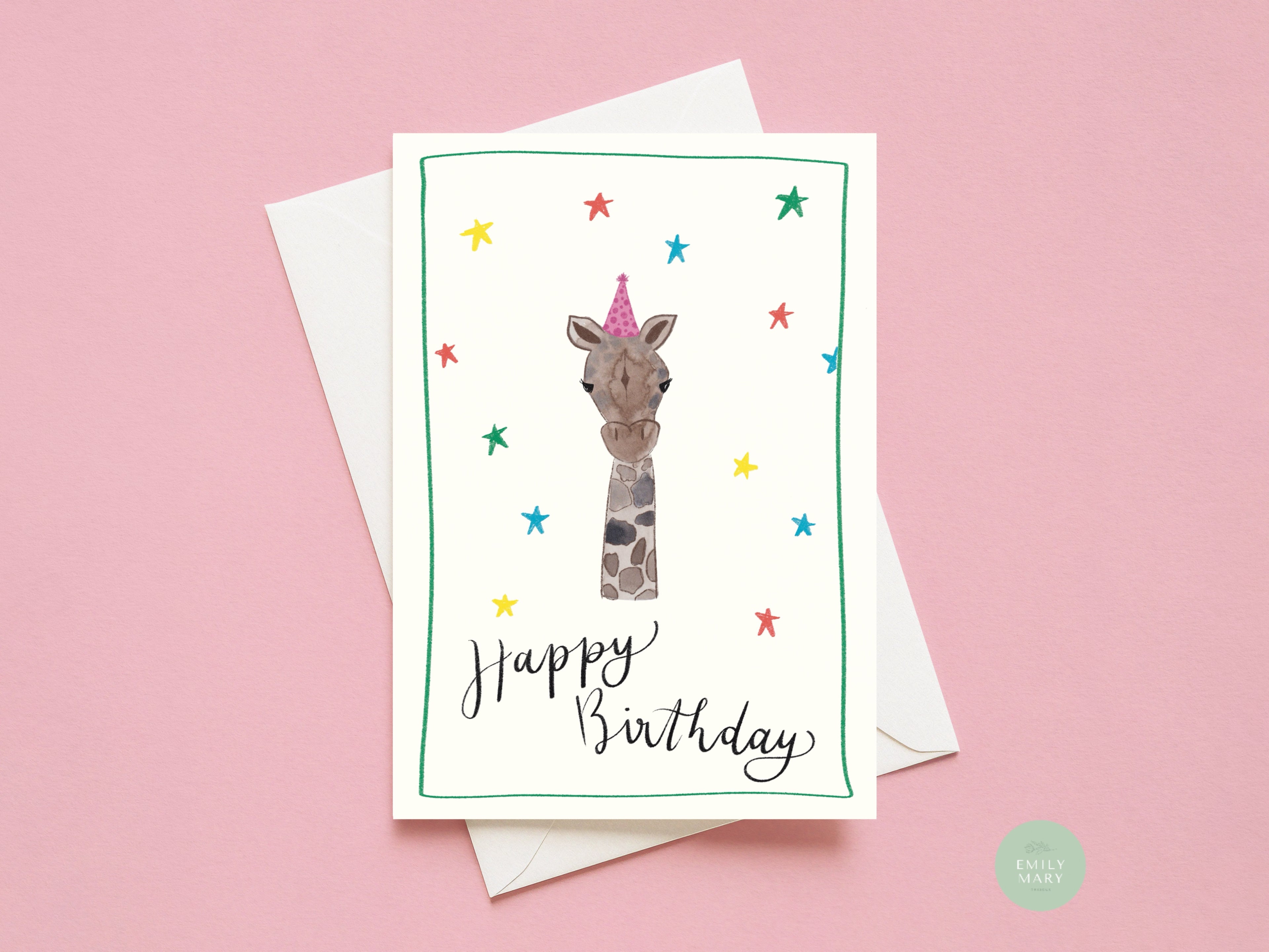 A6 Greeting Card- Giraffe Birthday